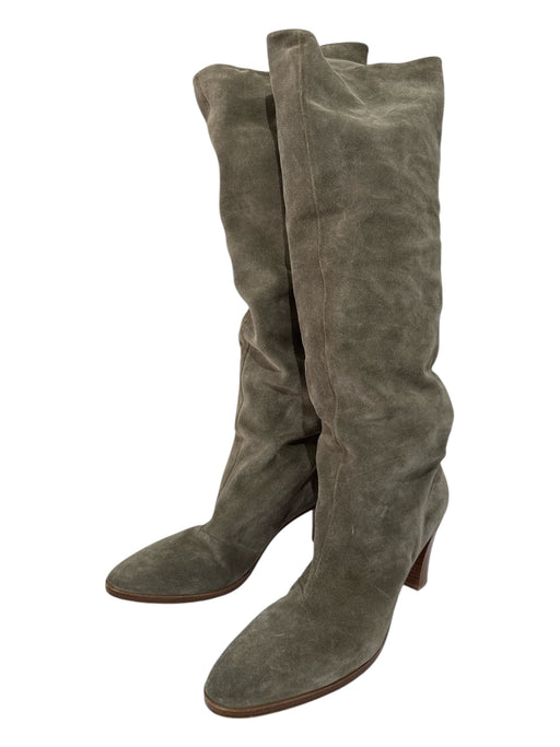Vince Shoe Size 11 Taupe Gray Suede Block Heel Thigh High Almond Toe Boots Taupe Gray / 11