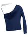 Milly Size P Navy Blue Viscose Blend Long Sleeve One Sleeve Knit Top Navy Blue / P