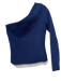 Milly Size P Navy Blue Viscose Blend Long Sleeve One Sleeve Knit Top Navy Blue / P
