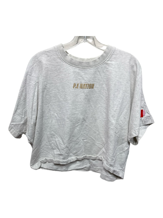 P.E Nation Size Medium Light Gray Cotton Short Sleeve graphic Logo Boxy Top Light Gray / Medium