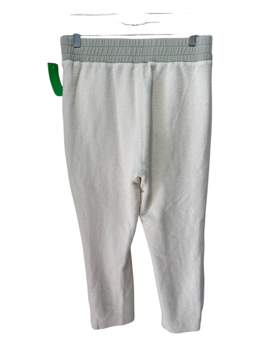 Varley Size Medium Cream & Green Cotton Blend Elastic Waist Terry Cloth Pants Cream & Green / Medium