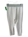 Varley Size Medium Cream & Green Cotton Blend Elastic Waist Terry Cloth Pants Cream & Green / Medium