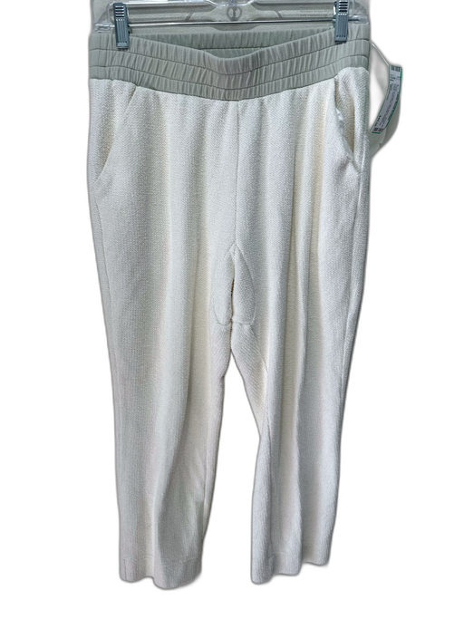 Varley Size Medium Cream & Green Cotton Blend Elastic Waist Terry Cloth Pants Cream & Green / Medium