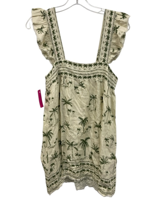 Show Me Your Mumu Size XS Green Linen & Viscose Palm Tree Ruffle Straps Dress Green / XS