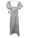 & Other Stories Size 2 White & Blue Linen Floral Square Neck Midi Dress White & Blue / 2