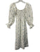Sleeper Size S White & Blue Linen Floral Long Sleeve Square Neck Dress White & Blue / S