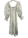Sleeper Size S White & Blue Linen Floral Long Sleeve Square Neck Dress White & Blue / S
