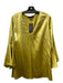 Lafayette 148 Size XXL Chartreuse Silk V Neck Long Bell Sleeve Side Slit Top Chartreuse / XXL