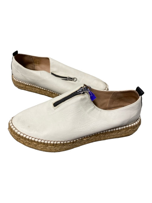 Eric Michael Shoe Size 40 white & tan Leather Zip Detail Slip On Shoes white & tan / 40
