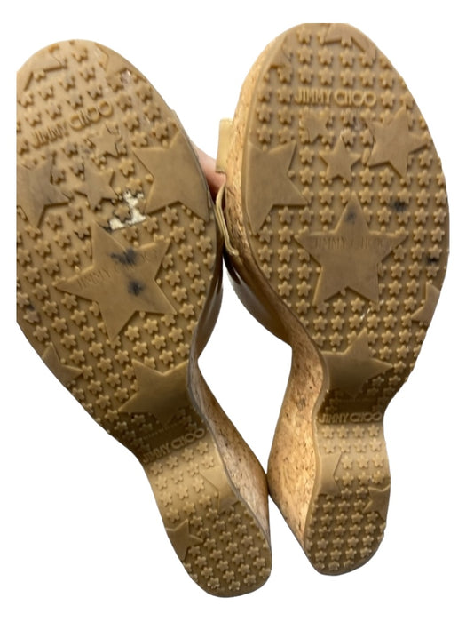 Jimmy Choo Shoe Size 39 Tan Patent Leather Cork Wedge Platform Strappy Shoes Tan / 39