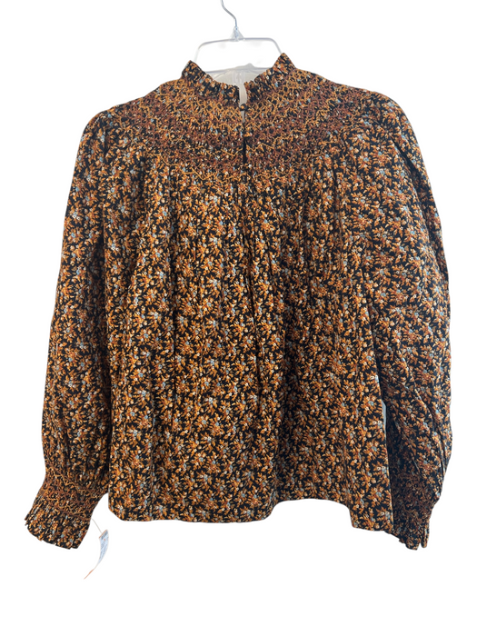 Doen Size Small Orange, Black & blue Cotton Leaf Print High Collar Sweatshirt Orange, Black & blue / Small