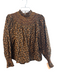 Doen Size Small Orange, Black & blue Cotton Leaf Print High Collar Sweatshirt Orange, Black & blue / Small