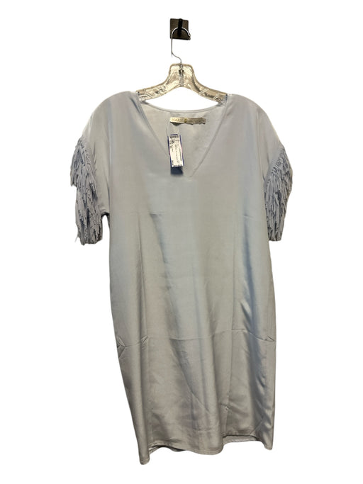 Marie Oliver Size XS Baby Blue Silk Fringe Sleeves Shift Dress Baby Blue / XS