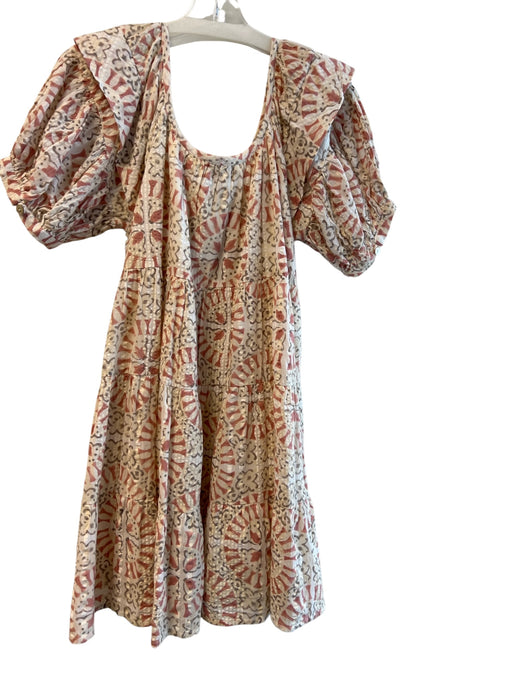 Cleobella Size XS Pink & Tan 100% Cotton Off Shoulder Floral Print Lined Dress Pink & Tan / XS