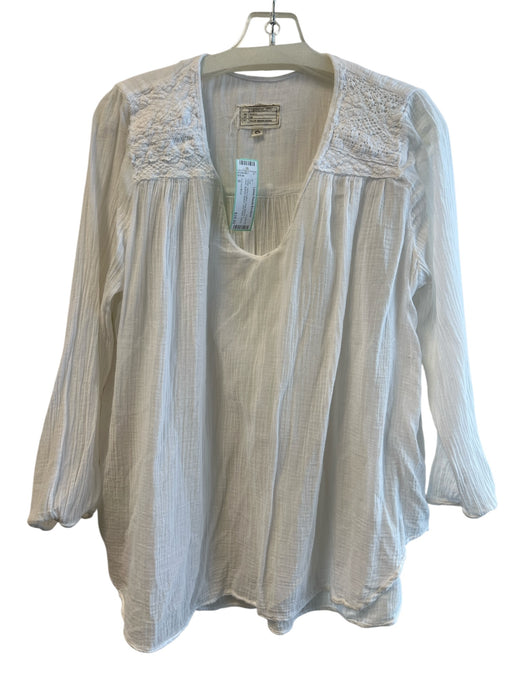 Current Elliot Size 0 White 100% Cotton Long Sleeve V Neck Balloon Sleeve Top White / 0