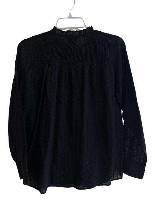 Point Sur Size 4 Black 100% Cotton Long Sleeve Polka Dot Button Down Top Black / 4