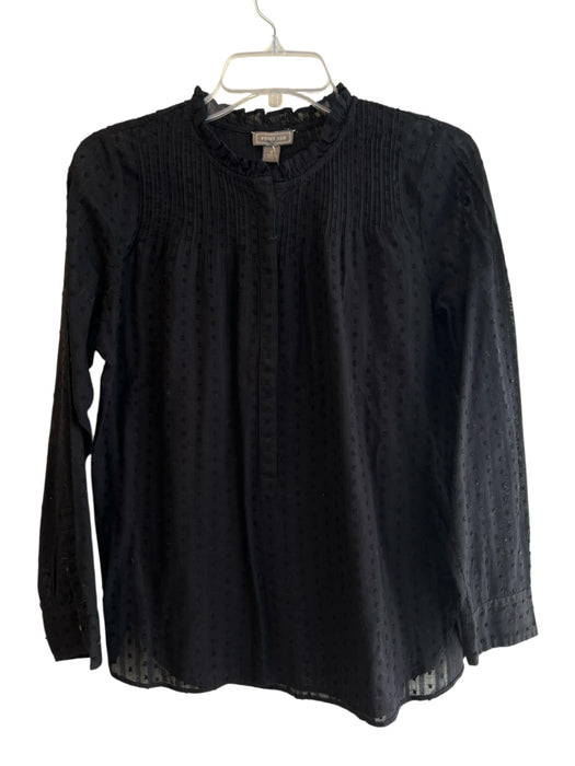 Point Sur Size 4 Black 100% Cotton Long Sleeve Polka Dot Button Down Top Black / 4