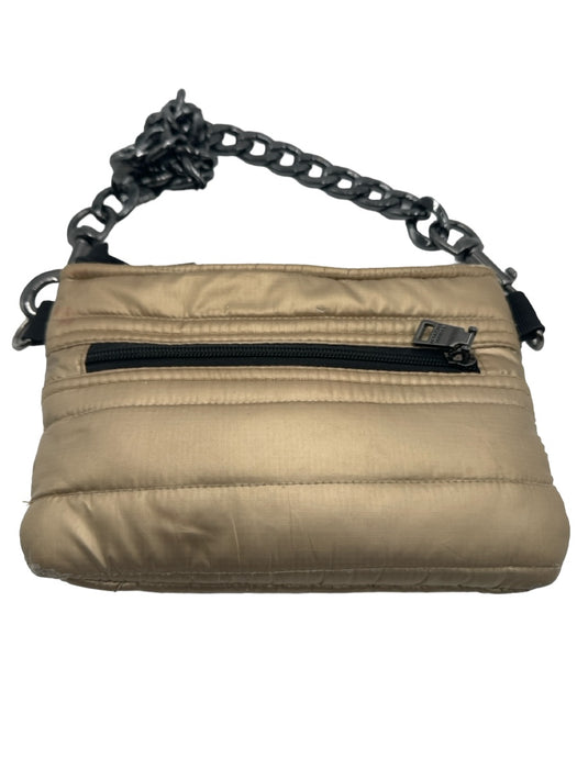 Think Royln Gold & Black Nylon Quilted Chain Strap Crossbody Strap Top Zip Bag Gold & Black / XS