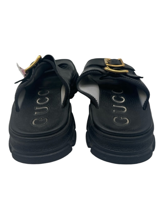 Gucci Shoe Size 6 AS IS Black Leather Solid Sandal Men's Shoes 6