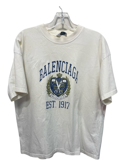 Balenciaga AS IS Size L White Cotton Graphic Men's Short Sleeve White / L