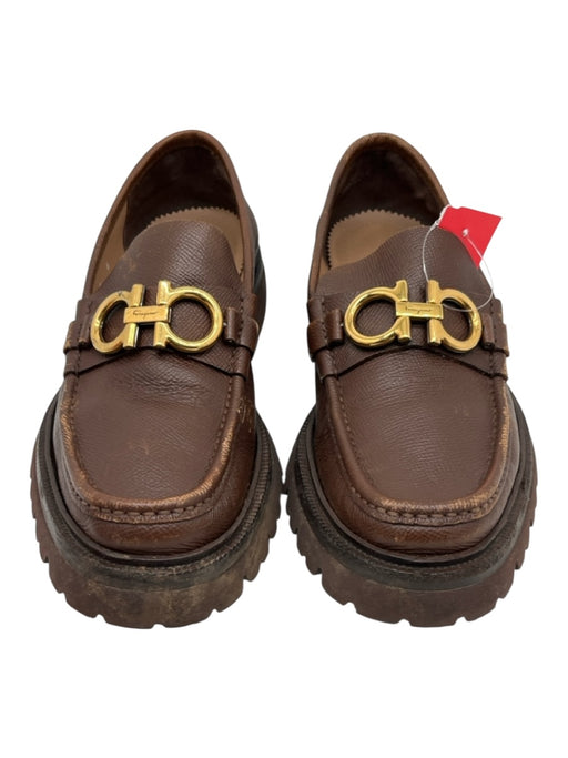 Salvatore Ferragamo Shoe Size 6 AS IS Brown Leather logo Men's Shoes Brown / 6