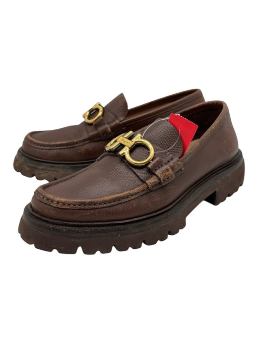Salvatore Ferragamo Shoe Size 6 AS IS Brown Leather logo Men's Shoes Brown / 6