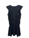 Amanda Uprichard Size S Black Polyester round split neck smocked Ruffle Dress Black / S