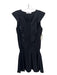 Amanda Uprichard Size S Black Polyester round split neck smocked Ruffle Dress Black / S