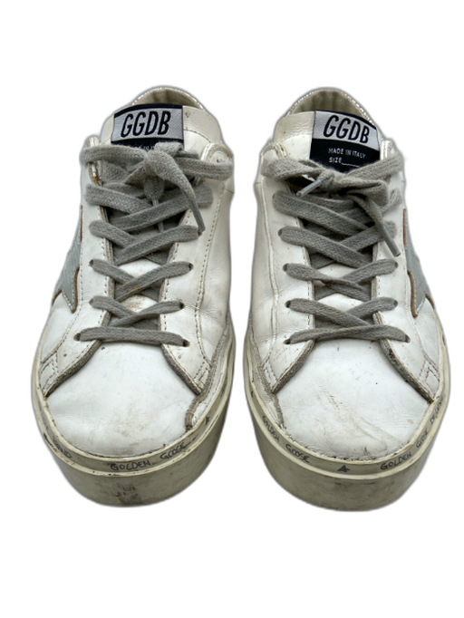 Golden Goose Shoe Size 38 White, Gray, Silver Leather Star Lace Up Sneakers White, Gray, Silver / 38