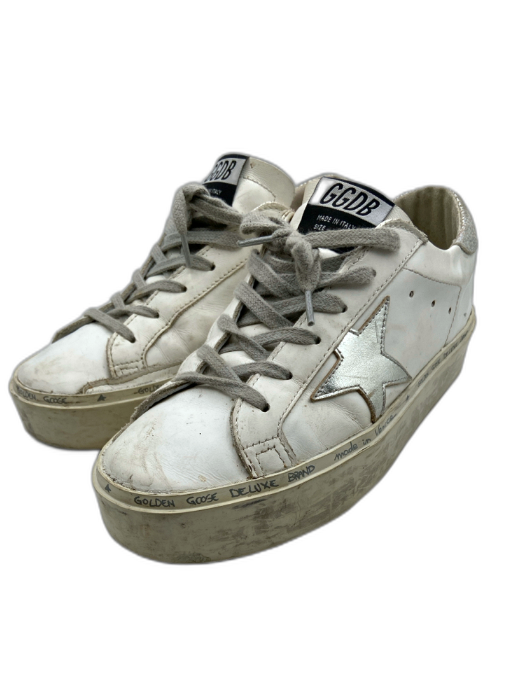 Golden Goose Shoe Size 38 White, Gray, Silver Leather Star Lace Up Sneakers White, Gray, Silver / 38
