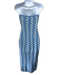 Reformation Size XS Blue & Cream Cotton Knit wavey stripe Strapless Midi Dress Blue & Cream / XS