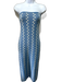 Reformation Size XS Blue & Cream Cotton Knit wavey stripe Strapless Midi Dress Blue & Cream / XS