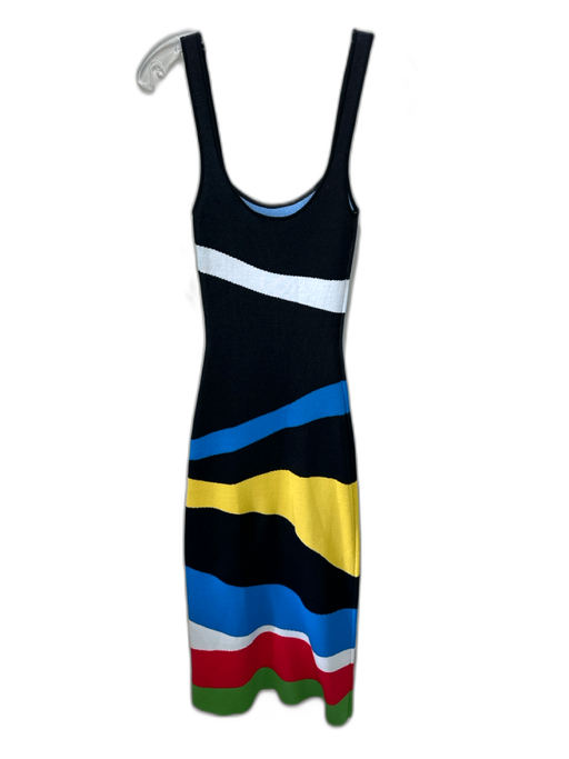 Staud Size XS Black, Blue, Multi Viscose Blend Knit Colorblock Scoop Neck Dress Black, Blue, Multi / XS