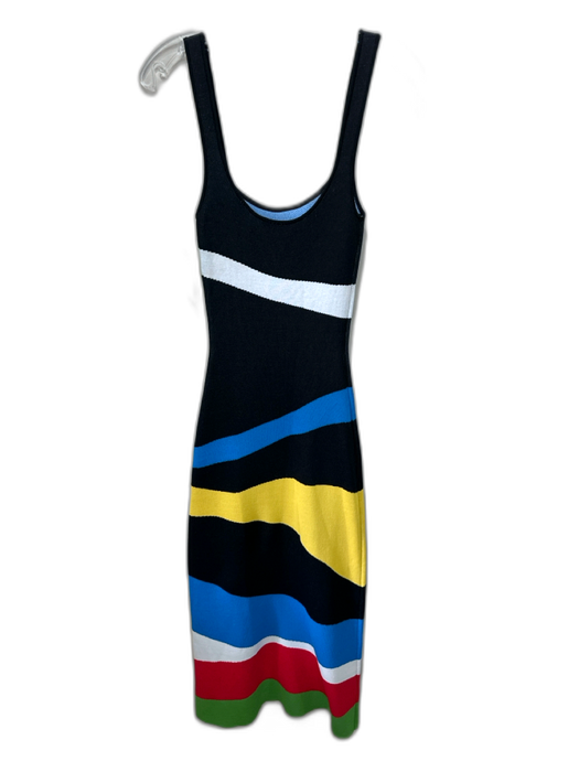 Staud Size XS Black, Blue, Multi Viscose Blend Knit Colorblock Scoop Neck Dress Black, Blue, Multi / XS