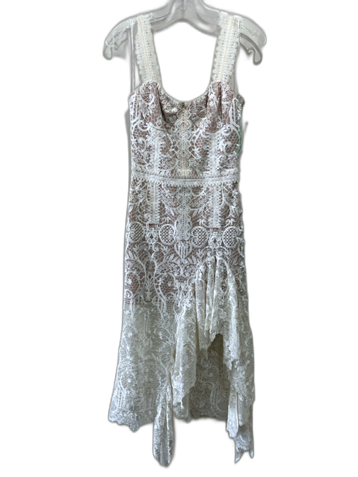 Bronx & Banco Size XS White & Beige Polyester Lace Overlay Bustier Dress White & Beige / XS