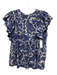 Ulla Johnson Size 2 Blue & Beige Cotton Blend Abstract Floral Top Blue & Beige / 2
