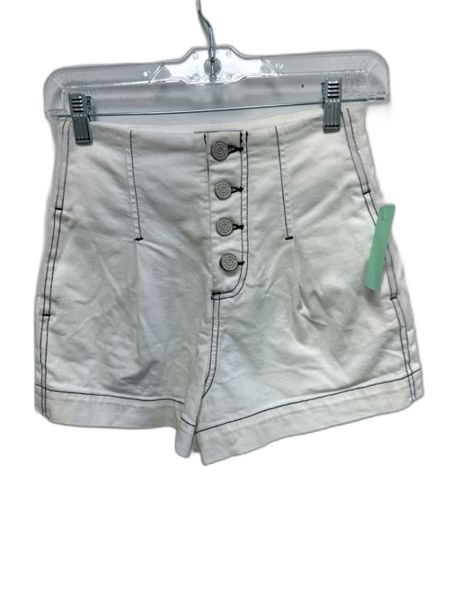 Joie Size 0 White & Black Cotton Blend Contrast Stitch Button Fly Shorts White & Black / 0