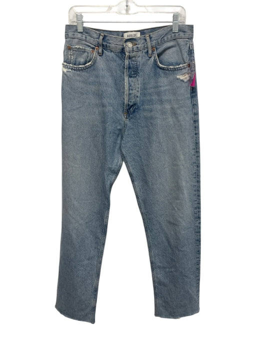 Agolde Size 28 Light Wash Cotton Denim Button Fly High Rise Straight Leg Jeans Light Wash / 28