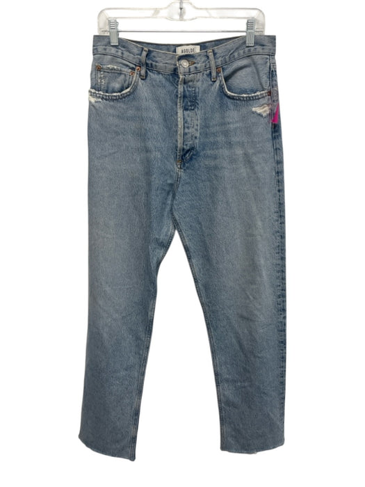 Agolde Size 28 Light Wash Cotton Denim Button Fly High Rise Straight Leg Jeans Light Wash / 28
