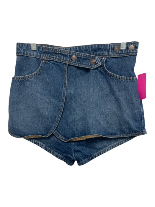 We The Free Size 29 Medium Wash Cotton Denim Zip Wrap Mini Skort Medium Wash / 29