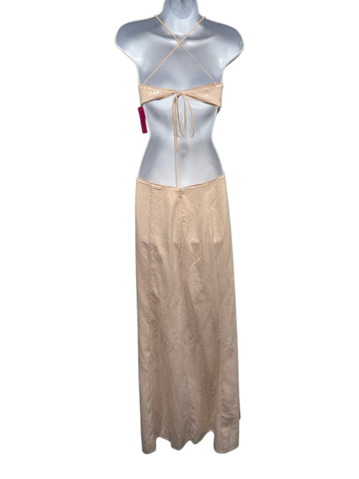 Lovers and Friends Size M Pale Pink Polyester Fully Sequined Cut Outs Maxi Dress Pale Pink / M