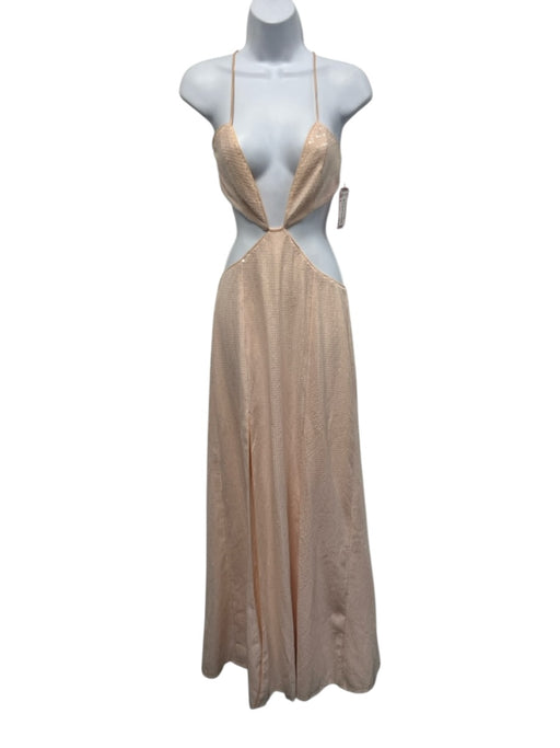 Lovers and Friends Size M Pale Pink Polyester Fully Sequined Cut Outs Maxi Dress Pale Pink / M