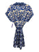 Tyler Boe Size Est M Cream & Blue Cotton Geometric Print Button Front Dress Cream & Blue / Est M