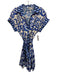 Tyler Boe Size Est M Cream & Blue Cotton Geometric Print Button Front Dress Cream & Blue / Est M