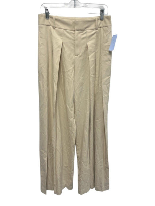 Alice + Olivia Size 8 Beige Polyester Blend High Rise Pleated Pockets Pants Beige / 8