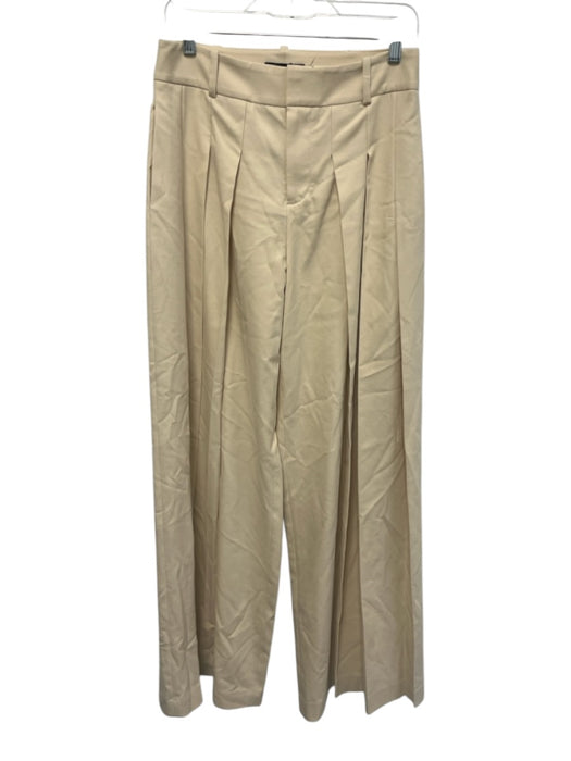 Alice + Olivia Size 6 Beige Polyester Blend High Rise Pleated Pockets Pants Beige / 6