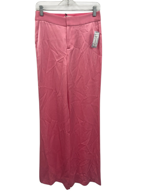 Alice + Olivia Size 2 Pink Triacetate Blend Mid Rise Satin Faux Pockets Pants Pink / 2