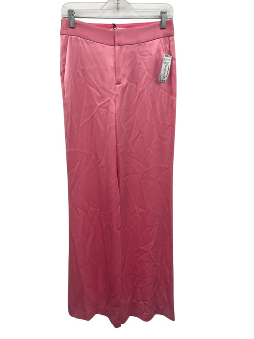 Alice + Olivia Size 2 Pink Triacetate Blend Mid Rise Satin Faux Pockets Pants Pink / 2