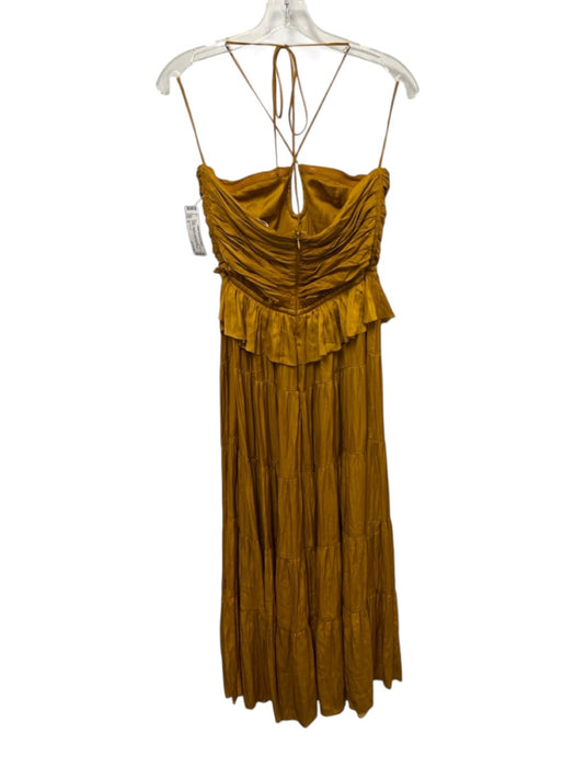 Ulla Johnson Size 6 Yellow Polyester Spaghetti Strap Pleated Maxi Dress Yellow / 6