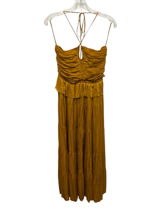 Ulla Johnson Size 6 Yellow Polyester Spaghetti Strap Pleated Maxi Dress Yellow / 6